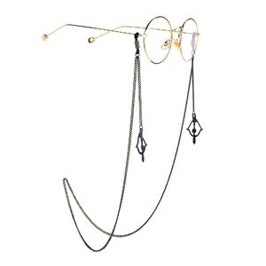 Black-colored metal non-slip chain, with pendant boat key, for glasses and masks GL979