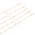 Gold-colored metal non-slip chain, with beads and geometric, for glasses and masks GL1024-1