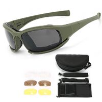 Safety shockproof tactical polarized explosion-proof CS goggles, 4-lens and box set, X7-DX