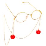 Gold-colored metal non-slip chain, with pendant grapefruit, for glasses and masks GL633