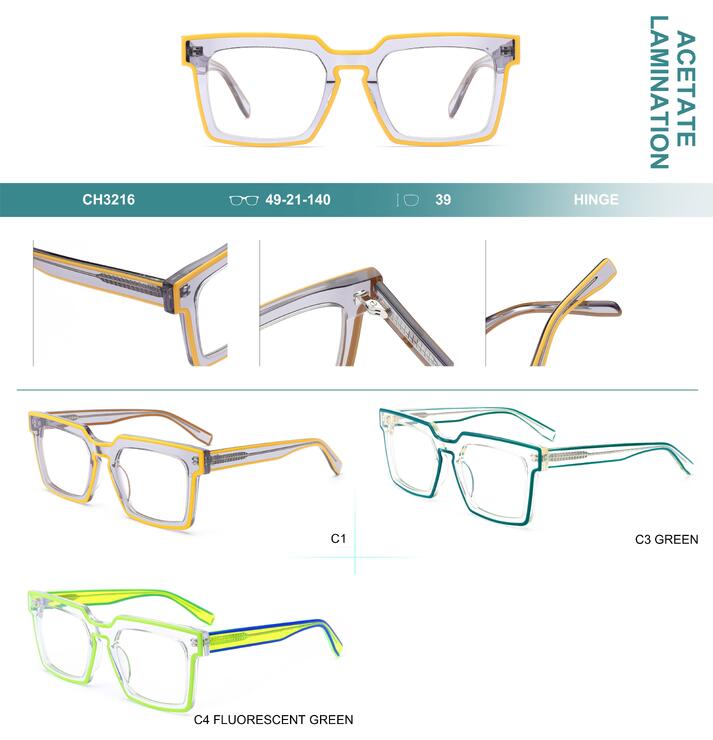 Plastic frames for glasses, acetate lamination Big City CH3216
