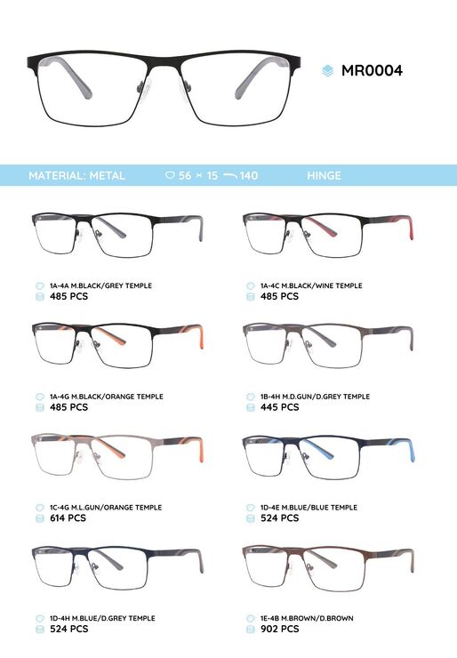 Металлическая оправа с дужками из материала TR-90 MR0004