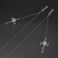 Металлическая нескользящая цепочка, с подвеской крестик с жемчугом, для очков и масок GL734