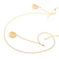 Gold-colored metal non-slip chain, with pendant hollow leaf, for glasses and masks GL241