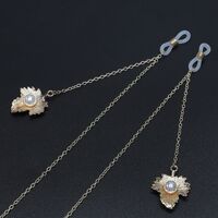 Металлическая нескользящая цепочка золотого цвета, с подвеской в виде кленового листа с жемчужиной, для очков и масок GL727