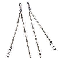 Black-colored metal non-slip chain, with pendant glasses, for glasses and masks GL413