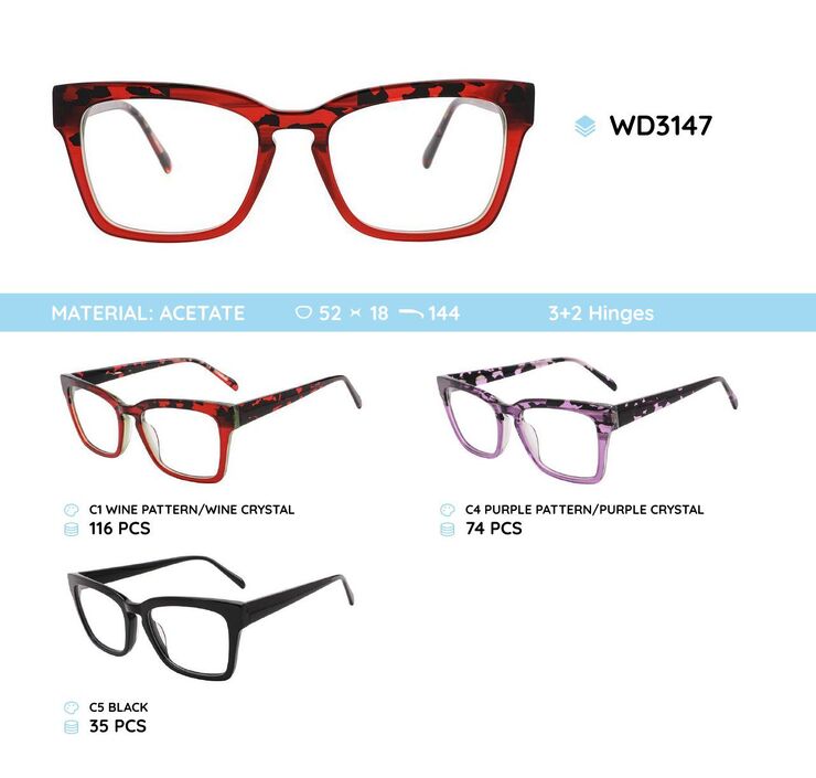 Plastic frames for glasses acetate material WD3147