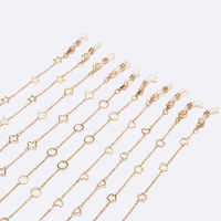 Gold-colored metal non-slip chain, with flower, star, for glasses and masks GL1519
