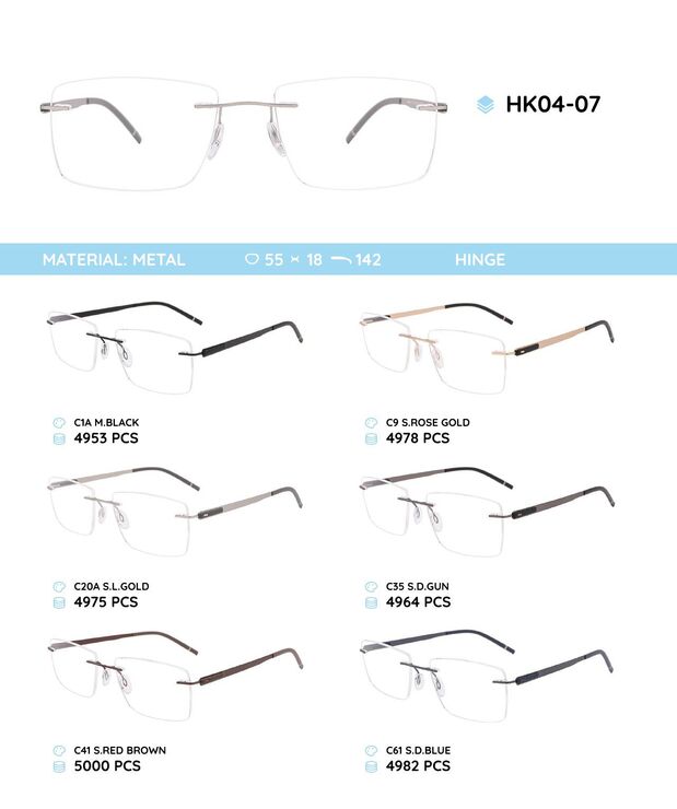 Metal rimless frame with TR-90 temples HK04-07