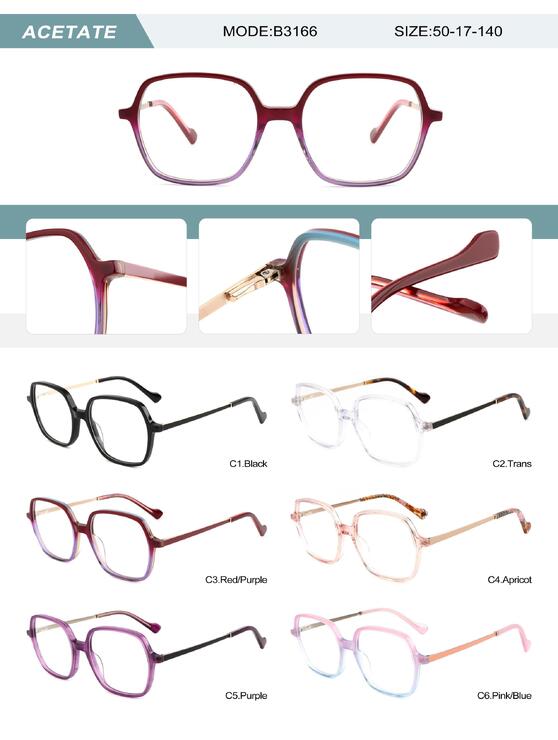 Оправа пластиковая из ацетата женская с флексом B3166-DA