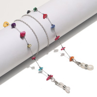 Gold glasses chain with rice-shaped pearls GS061