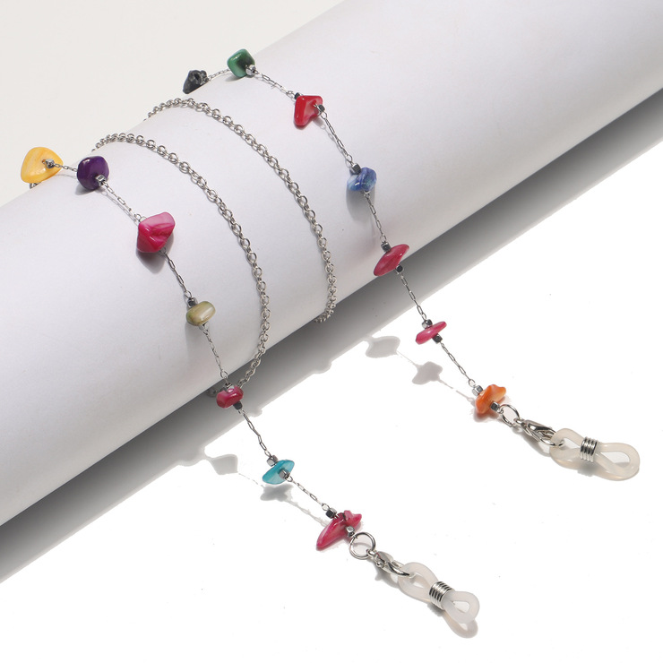 Gold glasses chain with rice-shaped pearls GS061