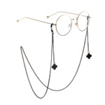 Black-colored metal non-slip chain, with pendant flower grass, for glasses and masks GL854