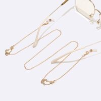 Gold-colored metal non-slip chain, with heart and rhinestones, for glasses and masks GL1524