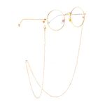 Gold-colored metal non-slip chain, with transparent crystal, for glasses and masks GL904