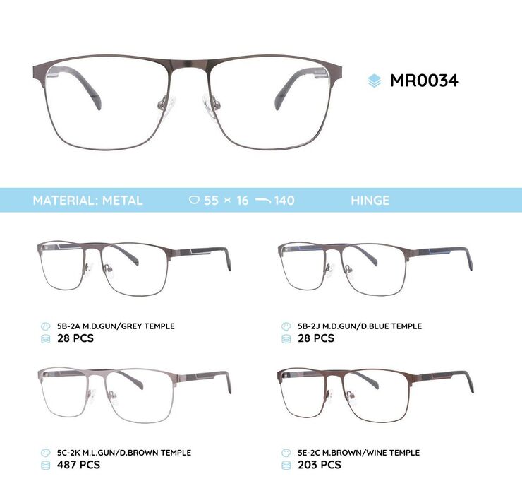 Metal frame with temples made of TR-90 material MR0034