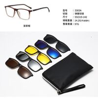 TR90/PC plastic frame + 5 polarized sun protection magnet clip-on set + leather bag El Dorado EL3303A