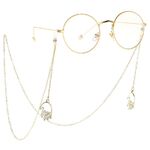Gold-colored metal non-slip chain, with palm, for glasses and masks GL003