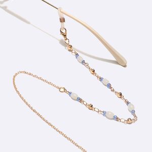Gold-colored metal non-slip chain, with crystal and copper beads, for glasses and masks GL1601