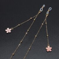 Gold-colored metal non-slip chain, with pink cherry flower, for glasses and masks GL538