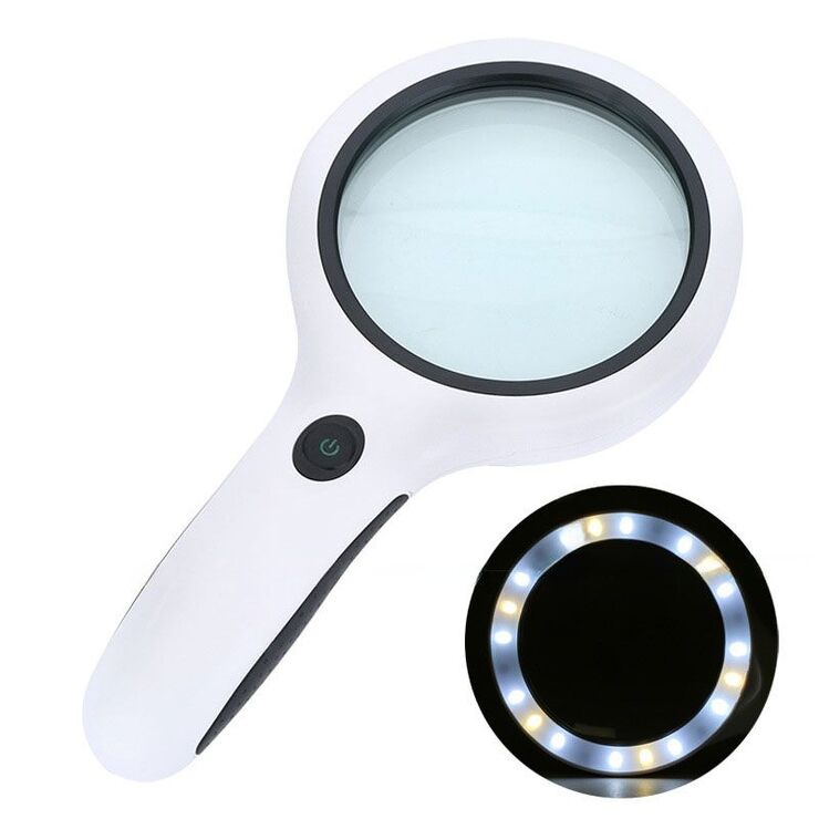 Magnifier with universal backlight, magnifying glass with handle 95100-XX, diameter 100 mm, magnification: 4Х