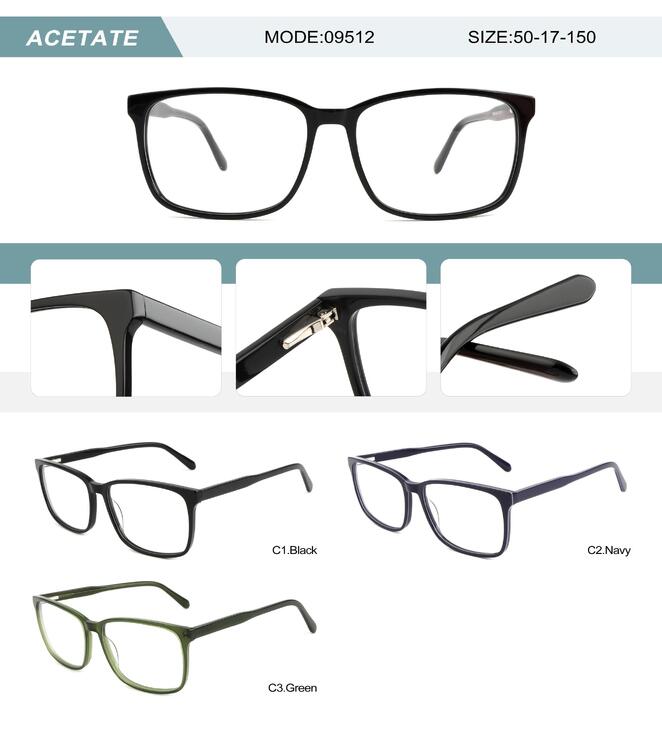 Plastic acetate frame for men with spring hinges 09512-DA