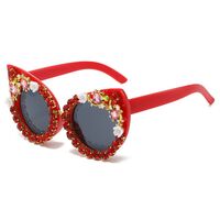 Plastic PC cat-eye sunglasses with rhinestones 