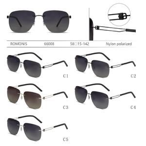 Rimless polarized metal sunglasses with nylon lenses for men Romonis R66008