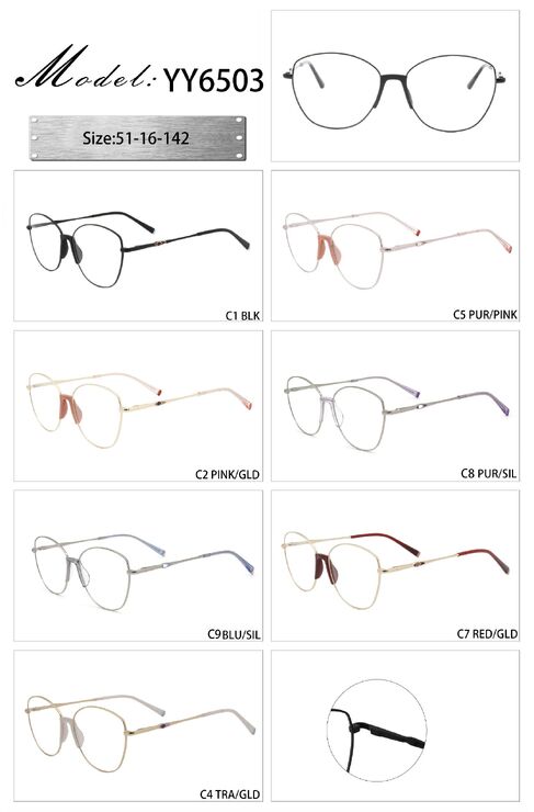 Metal frame with soft nose pad and spring hinges YY6503-DA