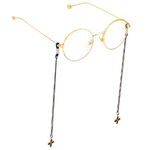 Black-colored metal non-slip chain, with a sheet, for glasses and masks GL669