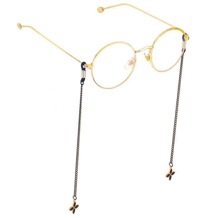 Металлическая нескользящая цепочка черного цвета, с листом, для очков и масок GL669