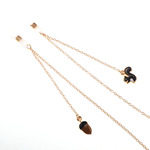 Gold-colored metal non-slip chain, with pendant squirrel and pine nut, for glasses and masks GL775