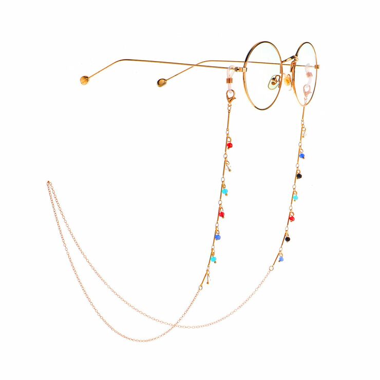 Metal non-slip chain, with colorful crystal, for glasses and masks GL934