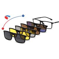 TR90/PC plastic frame + 5 polarized sun protection magnet clip-on set + leather bag El Dorado EL3302A