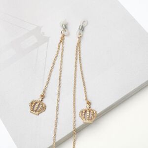 Металлическая нескользящая цепочка, золотая корона, для очков и масок GA022