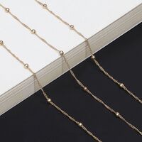 Gold-colored metal non-slip chain, with clip beads, for glasses and masks GL510