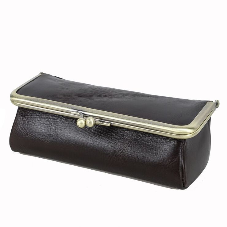 Eyeglasses genuine leather clutch bag with snap CF4014