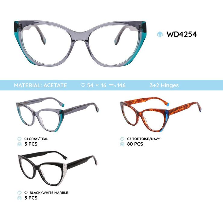 Plastic acetate eyeglasses frame for women WD4254