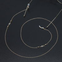 Gold-colored metal non-slip chain, with copper and glasses beads, for glasses and masks GL608