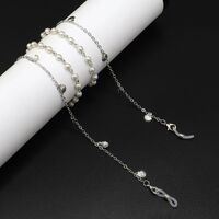 Silver-colored metal non-slip chain, with silver shell and pearl, for glasses and masks GL920