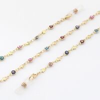 Gold metal non-slip chain, with colored eyes and star, for glasses and masks GL984