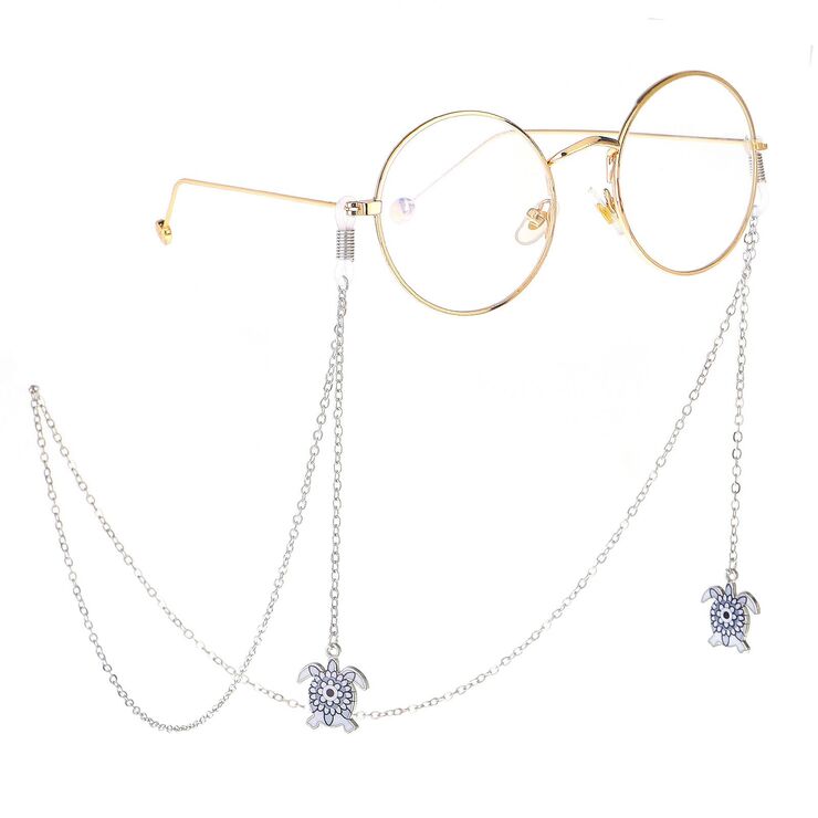 Металлическая нескользящая цепочка серебряного цвета, с подвеской в виде черепахи, для очков и масок GL234