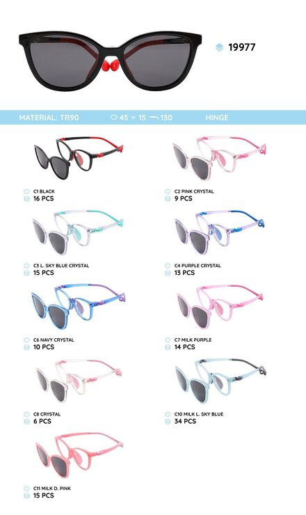 TR-90 plastic frames for kids with a sun protection clip-on 19977