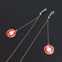 Gold-colored metal non-slip chain, with pendant tomato, for glasses and masks GL632