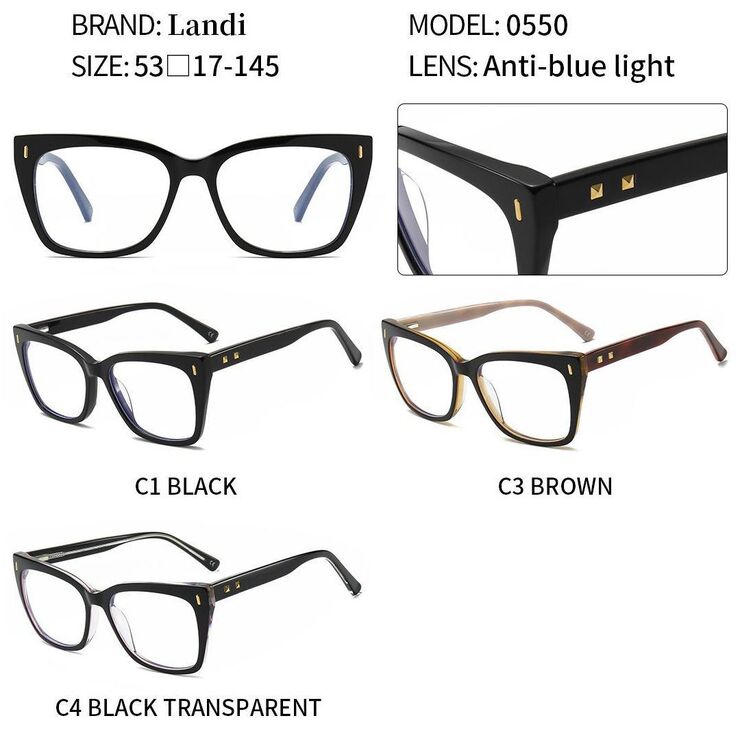 Protective anti-reflective coating acetate glasses Landi LD0550