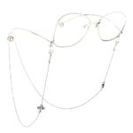 Silver-colored metal non-slip chain, with cross, for glasses and masks GL587