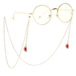 Gold-colored metal non-slip chain, with watermelon pendant, for glasses and masks GL023