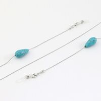 Silver-colored metal non-slip chain, with turquoise bead, for glasses and masks GL1007