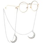 Silver-colored metal non-slip chain, with hollow moon, for glasses and masks GL059