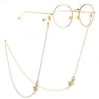 Gold-colored metal non-slip chain, with an electrocardiogram, for glasses and masks GL256